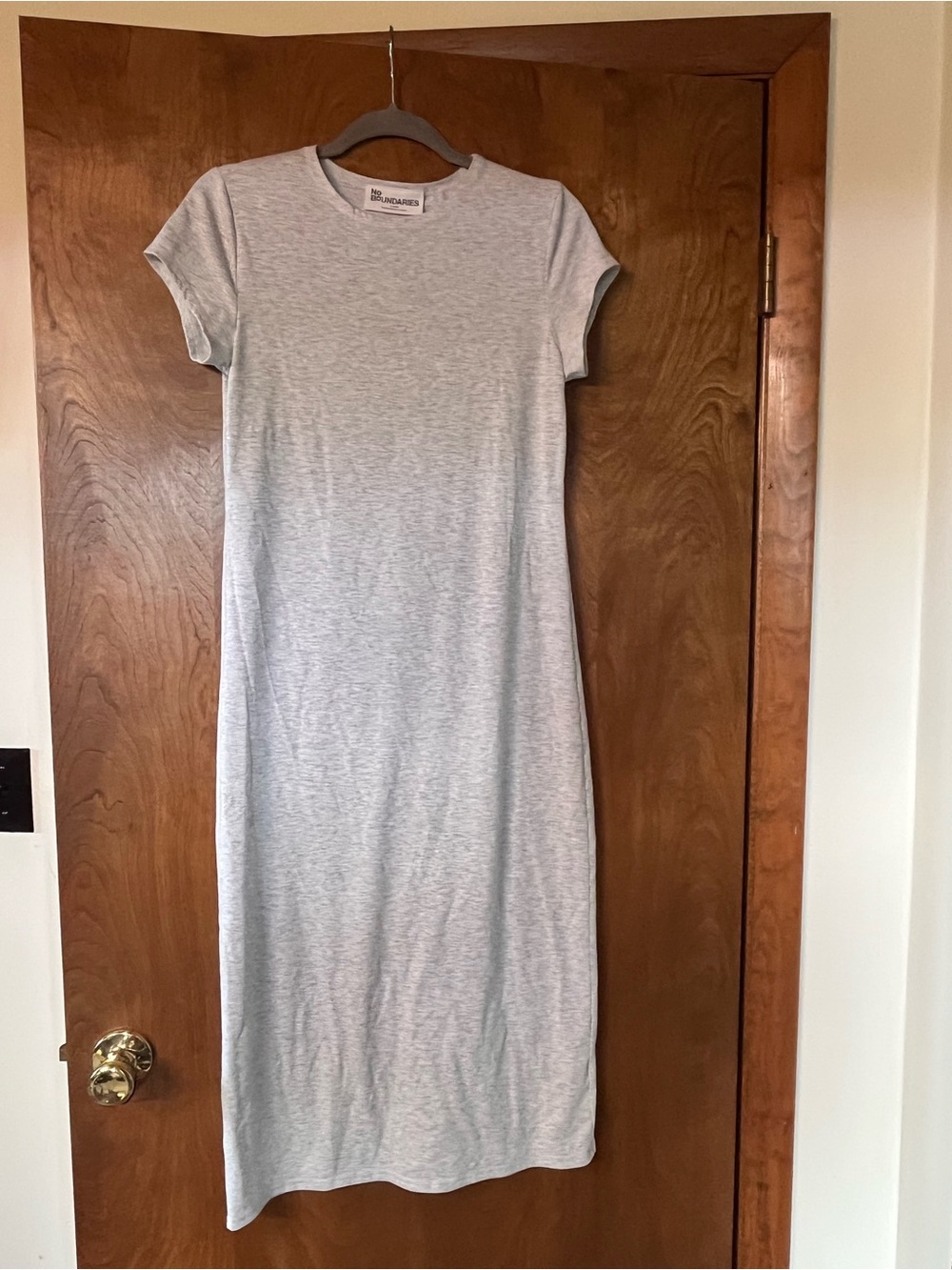 No Boundaries Light Gray Short-Sleeve Maxi Dress